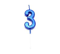 SHATCHI Blue 3 Number Candle Boys Birthday Wedding Anniversary New Year Party Cake Decorations Topper,4.5 cm