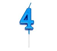 SHATCHI Blue 4 Number Candle Boys Birthday Wedding Anniversary New Year Party Cake Decorations Topper