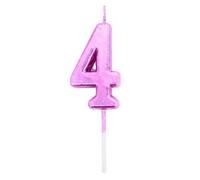 Pink 4 Number Candle Boys Birthday Wedding Anniversary New Year Party Cake Decorations Topper
