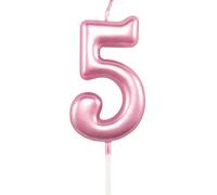 SHATCHI SHATHI Number Pink 5 Candle Birthday edding Anniversary New Year Party Cake Decorations Topper Girls,4.5 cm