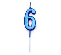 SHATCHI Blue 6 Number Candle Boys Birthday Wedding Anniversary New Year Party Cake Decorations Topper