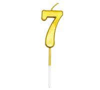 Birthday Number 7 Candle Gold Cake Topper Decorations for 10th 20th 30th 40th 50th Birthday Anniversary Party Supplies Metallic Number Candle Celebration Cake Décor