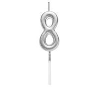 Silver 8 Number Candle Boys Birthday Wedding Anniversary New Year Party Cake Decorations Topper