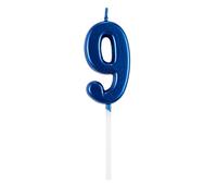 Birthday Number 9 Candle Blue Cake Topper Decorations for 10th 20th 30th 40th 50th Birthday Anniversary Party Supplies Metallic Number Candle Celebration Cake Décor