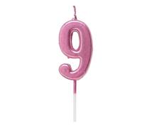 SHATCHI SHATHI Number Pink 9 Candle Birthday edding Anniversary New Year Party Cake Decorations Topper Girls