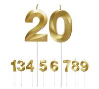 Birthday Number Candle, 20th Birthday Candles for Cake Birthday Decorations Happy Birthday Cake Topper Cake Candles, for Anniversary Wedding Party Celebration Supplies (Gold Number 0 and 2)