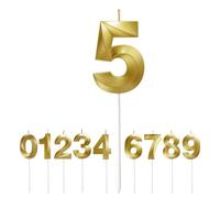 Birthday Number Candle, 5th Birthday Candles for Cake Birthday Decorations Happy Birthday Cake Topper Cake Candles, for Anniversary Wedding Party Celebration Supplies (Gold Number 5)