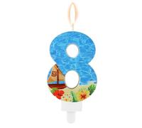 Birthday Number Candle, Beach Theme Birthday Party Candle Sailing Boat Birthday Party Decoration Paraffin Blue Number Candles for Cake for Wedding Summer Party (Number 8)