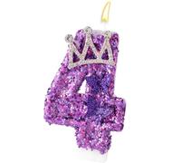Birthday Number Candles, Crown Butterfly Birthday 0 1st 2nd 3rd 4th 5th 6th 7th 8th 9th Candles Purple Cake Topper with Sequins Party Decorations for Anniversary Celebrations Supplies(4)
