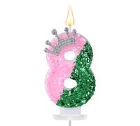 Birthday Number Candles, Crown Numbers Candle Creative Pink Green Cake Decorations for Birthday Wedding Anniversary Decor (Number 8)