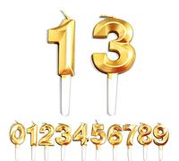 Birthday Number Candles, Number 1th/3th/13th/31th Cake Candles, Cake Decoration for Birthday Party Wedding Anniversary Graduation Party Supplies (Gold, Number 1&3)