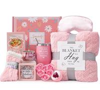 Birthday Pamper Gifts for Women, Get Well Soon Hampers Relaxing Spa Bath Box Gift Self Care Package Basket for Her,Thinking of You Gift ideas Set w/Luxury Blanket for Mum Best Friend Sisters Wife
