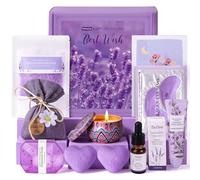 Birthday Pamper Gifts for Women, Lavender Spa Gift Set for Her, Ultimate Self Care Package Relaxation Bath & Body Kit, Get Well Soon Thinking of You Gift Ideas for Mum, Friend, Wife, Sister, Auntie