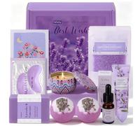 Birthday Pamper Gifts for Women, Lavender Spa Gift Set for Her, Ultimate Self Care Package Relaxation Bath & Body Kit, Get Well Soon Thinking of You Gift Ideas for Mum, Friend, Wife, Sister, Auntie