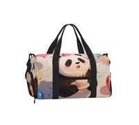 Birthday Panda Cake Sports Duffel Bag with Shoe Compartment-Lightweight Gym Weekender for Men Women, Waterproof Travel Tote with Wet Pocket