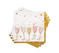 Birthday Paper Napkins Disposable, 60PCS Decorative Spanish Feliz Cumpleaños Champagne Printed Dinner/Lunch Napkins for Party, Table Decor. 2-Ply, Folded 6.5 x 6.5 In.