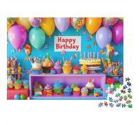 Birthday Party Colorful Balloons 1000 Piece Jigsaw Puzzle Jigsaw Puzzle for Adults Cupcake Scene Relaxation Focus Gift 70x50cm/1000pcs