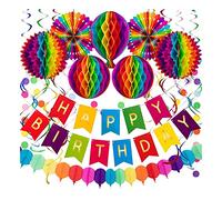 Birthday Party Decoration Multi-Colored Happy Birthday For With Paper Fans Garland String For Triangle Bunting Fl