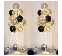 Birthday party decorations 2 Sets Balloon Column Stand Kit with String Light Balloon Stand for Floor - Black Metal Balloons for Wedding Anniversary party