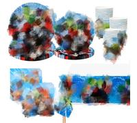 Birthday Party Decorations, 81 Pcs Party Tableware Set Includes Plates Cups Napkins And Tablecover, Birthday Supplies For 20 People, Birthday Decorations For Girls Kids' Banquet Tableware