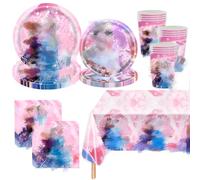 Birthday Party Decorations, 81 Pcs Party Tableware Set Includes Plates Cups Napkins And Tablecover, Birthday Supplies For 20 People, Birthday Decorations For Girls Kids' Banquet Tableware