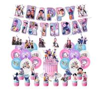 Birthday Party Decorations Dem-ons H_Hunters Party Supplies Include Happy Birthday Banners, Cupcake Toppers, Balloons for Boys Girls Women Party Decoration (B)