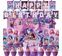 Birthday Party Decorations Dem-ons H_Hunters Party Supplies Include Happy Birthday Banners, Cupcake Toppers, Balloons for Boys Girls Women Party Decoration (I)