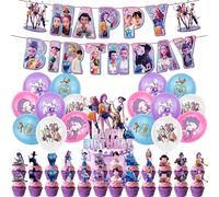 Birthday Party Decorations Dem-ons H_Hunters Party Supplies Include Happy Birthday Banners, Cupcake Toppers, Balloons for Boys Girls Women Party Decoration (E)