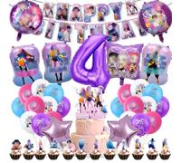 Birthday Party Decorations Supplies for kids 4 5 6 7 8 9 Years, 43pcs Kpop Happy Birthday Decorations with Banner, Balloons, Cake Topper, Cupcake Toppers
