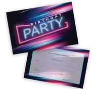 Birthday Party Invitations Men Women - Disco Neon Lights 20 Pack - Adults Birthday Invitations for Friends Family A6 Bday Party Invites Invitation Cards with Folding Envelopes