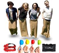 Birthday Party Kids Outdoor Games, 3 Fun Family Games in 1, the Potato Sack Race, the 3 Legged Relay Race and the Egg and Spoon Race, Store's away in its own Compact Bag, Fun by Elite Sportz