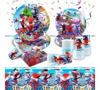 Birthday Party Tableware Set- 51Pcs Birthday Dinnerware Set Party Table Decorations Tableware Decor Disposable Paper Plates Cups Napkins Tablecloth for Kids Babyshower Party Supplies for 10 Guests
