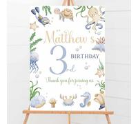 Birthday Party Welcome Sign, Personalised Poster, Under The Sea Marine Sealife Party A4, A3, A2, A1