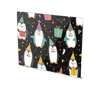 Birthday Penguin Confetti Acrylic Cutting Board with Counter Lip Non-Slip Cutting Plate for Kitchen Countertop