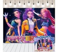 Birthday Photography Backdrop- 5x3FT Kpop Happy Birthday Backdrop Banner Decorations Cartoon Theme Photo Booth Banner for Kids Party Supplies Photography Background Wedding Photo Props