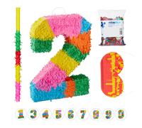 Birthday pinata number 2 decoration colourful lightweight fillable piñata
