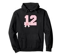 Birthday Pink 12th Design, Sweet 12 Bow For 12 Year Old Pullover Hoodie