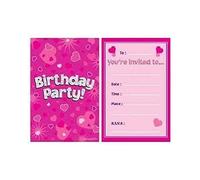 Birthday Pink Holographic Invitations/envelopes 8pcs