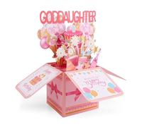 Birthday Pop Up Card, 3d Birthday Greeting Cards with Envelope Handmade Foldable Celebration Cards Pop Up Card for Goddaughter