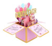 Birthday Pop Up Card for Goddaughter, 3D Funny Popup Happy Birthday Greeting Card with Envelope Balloons & Fireworks Designs for Girl from Godparent Heartfelt Gift