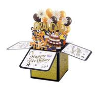 Birthday Pop up Card for Grandad, Cool Happy Birthday 3D Gift Box Gold Black Fun Pop up Gift Box with Envelope Greeting Card for Grandad Men