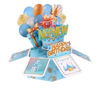 Birthday Pop Up Card for Nephew, Colorful 3D Pop-up Greeting Card with Balloons & Fireworks Creative Birthday Gift with Envelope for Boys