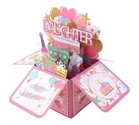 Birthday Pop Up Card, Happy Birthday 3D Cards with Envelope Stitched Diamond Design Festive Party Favors Popup Creative Personalised Gift Ideas for Women (Daughter)