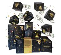 Birthday Pop Up Money Gift Boxes,Black Gold Exploding Money Gift Box 10Pcs Explosion Pop Money Box with Confetti,Folding Bouncing Cash Boxes Money GiftBox for Cash Gifts 18th Surprise Gift Box for Men