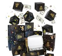 Birthday Pop Up Money Gift Boxes,Black Gold Exploding Money Gift Box 10Pcs Explosion Pop Money Box with Confetti,Folding Bouncing Cash Boxes Money GiftBox for Cash Gifts 18th Surprise Gift Box for Men