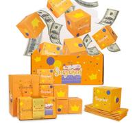 Birthday Pop Up Money Gift Boxes,Yellow Exploding Money Gift Box 12Pcs Explosion Pop Money Box,Folding Bouncing Cash Boxes Money GiftBox for Cash Gifts Surprise Gift Box for Men women
