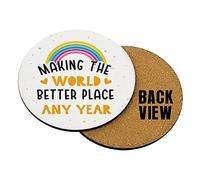 Birthday Present, Making The World A Better Place, Funny Personalised Gift, Gift For Family And Friends, Tableware, Coffee/Tea/Drink Coaster. (Round Shaped Coaster)