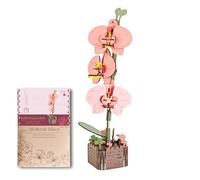 Birthday Presents for Mother/Female Elders: 3D Wooden Flowers Puzzles Arts and Crafts Model Kits for Adults Gifts for Xmas Mother's Day/Anniversary Day Artificial Handmade Set Butterfly Orchid
