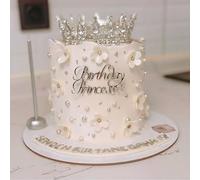 Birthday Princess Cake Topper, Acrylic Silver Princess Happy Birthday Cake Decoration fpr Women Girls Birthday Party Supplies Queen Cake Decoration (silver 8)