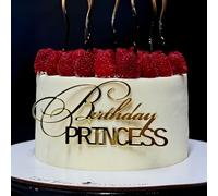 Birthday PRINCESS Cake Topper Mirror Acrylic Cake Topper Side Cake Topper Gold Cake Insert Cake for Birthday Party